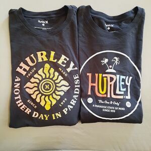 Hurley Cropped Boxy Womens Large T-shirts 2 Pack Black